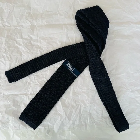 Polo Ralph Lauren Knit Silk tie navy blue - Picture 8 of 13